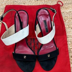 Carolina Herrera Black and White Heeled Sandals
